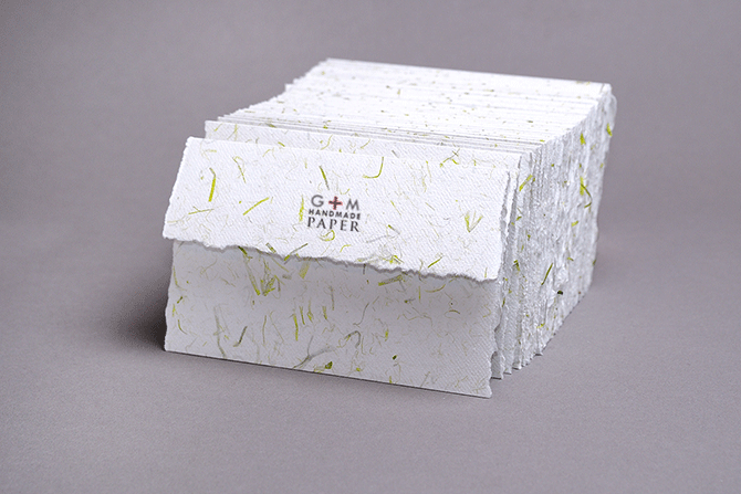 Folded handmade paper natural invitations