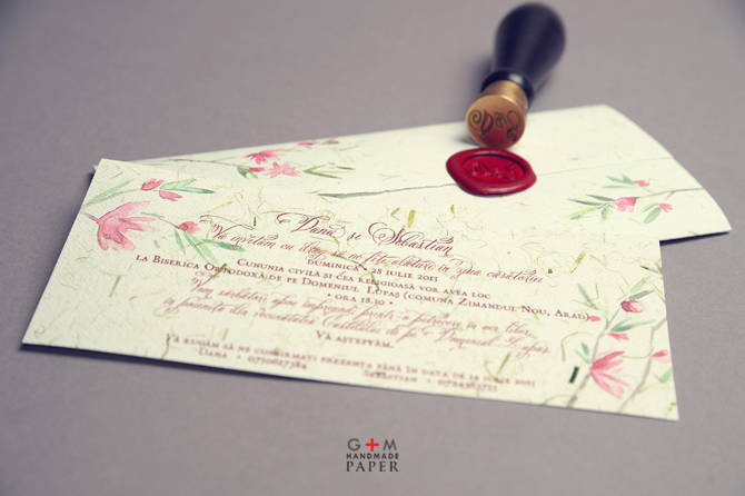 Red wax seal for a castle wedding invitation