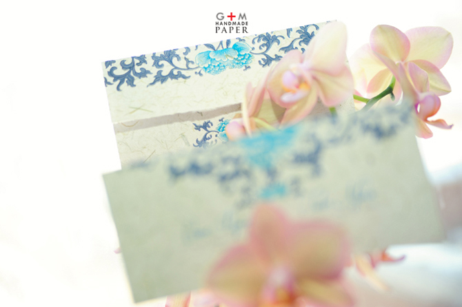 Vintage blue color invitations suited for sea side wedding